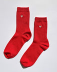 Embroidered Cotton Ribbed Her Socks