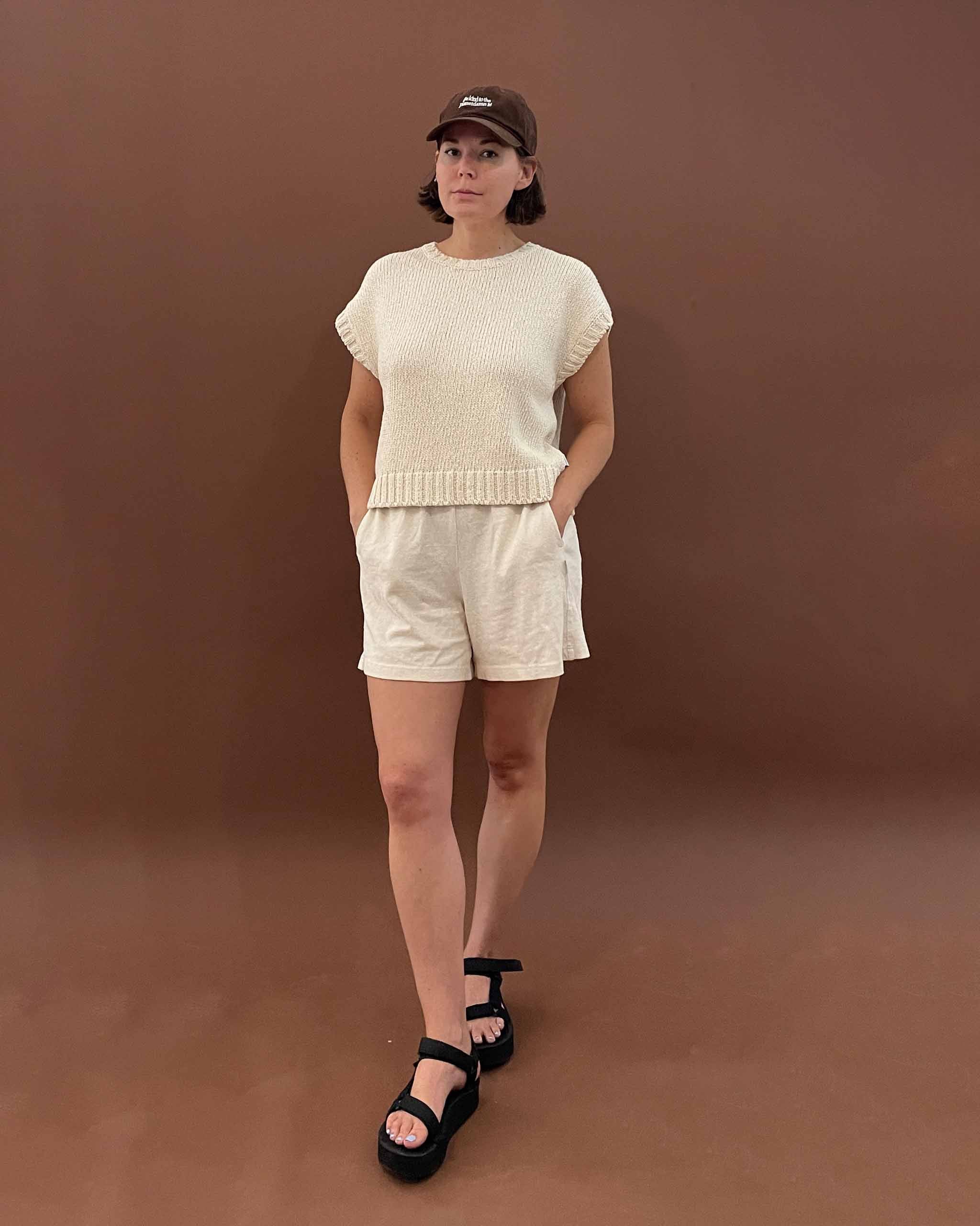 Flared Basketball Shorts in Naturel by Le Bon Shoppe | The Sunday Standard