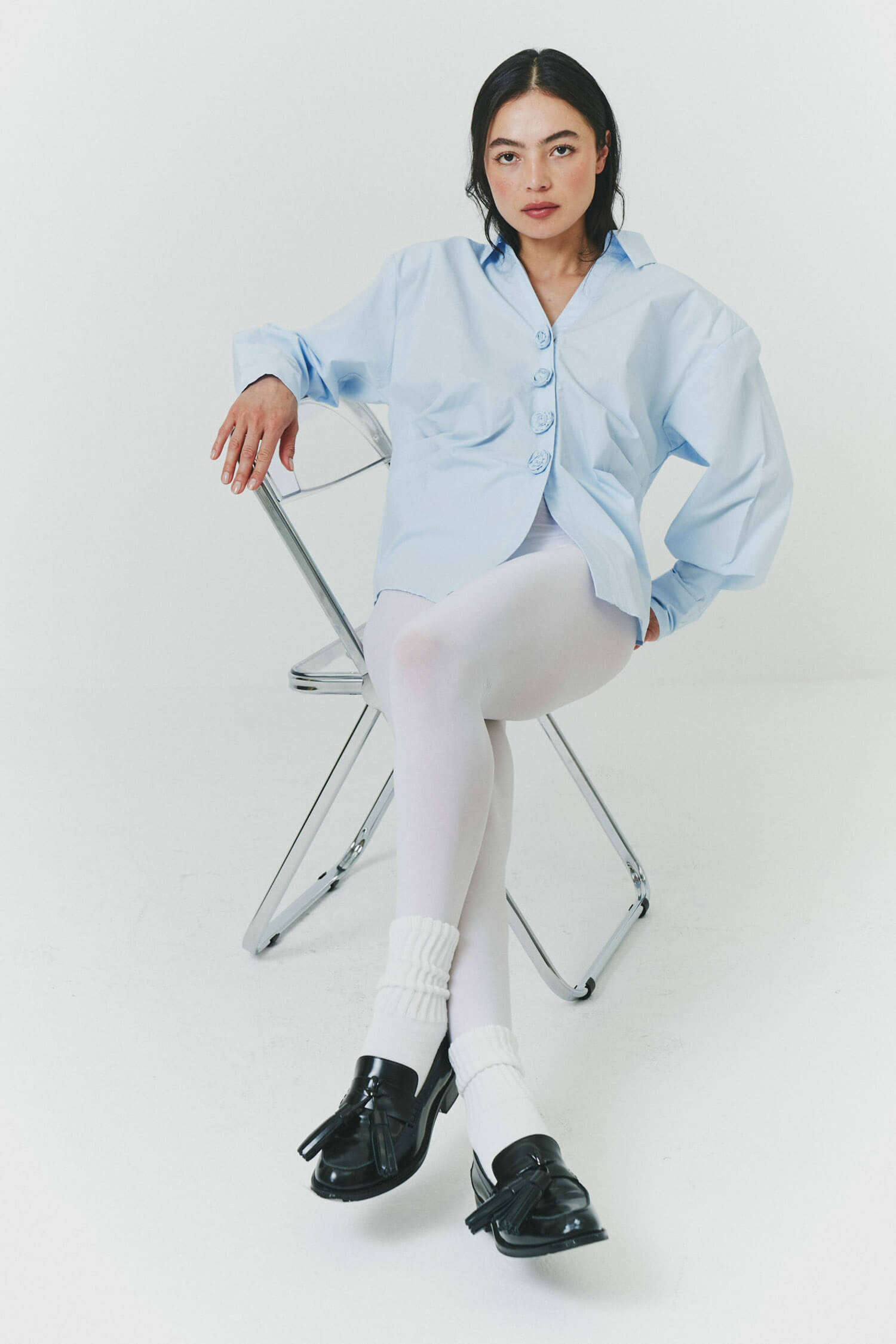 Rosette Button Up Long Sleeve Shirt