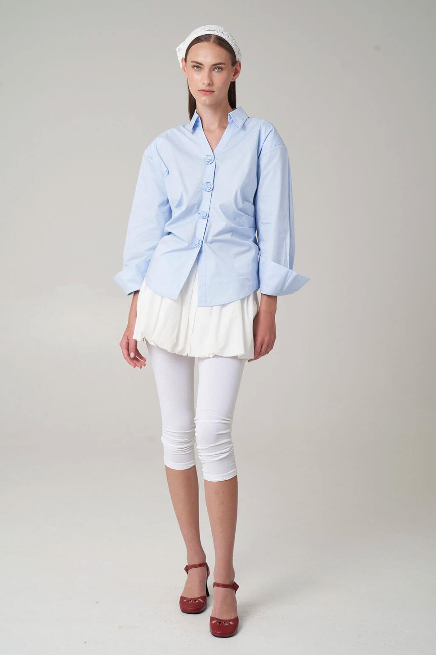 Rosette Button Up Long Sleeve Shirt
