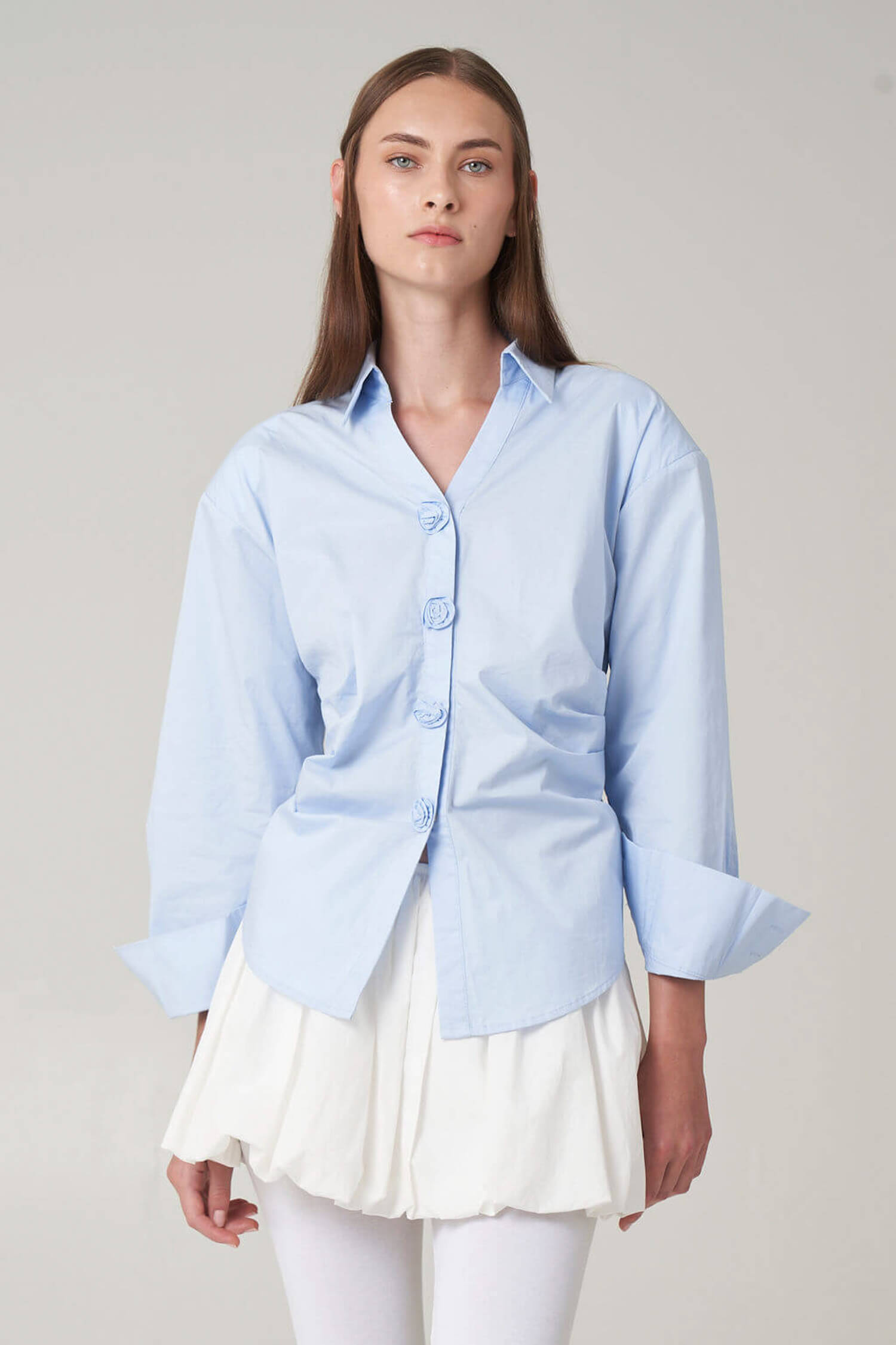 Rosette Button Up Long Sleeve Shirt