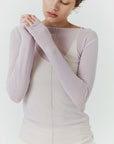 Korean Power Mesh Boat Neck Top