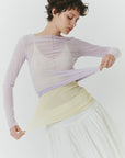 Korean Power Mesh Boat Neck Top