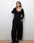 Recline V-Neck Long Sleeve
