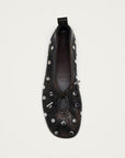 Rosalind All Studs Vintage Effect Brown Leather Ballet Flats