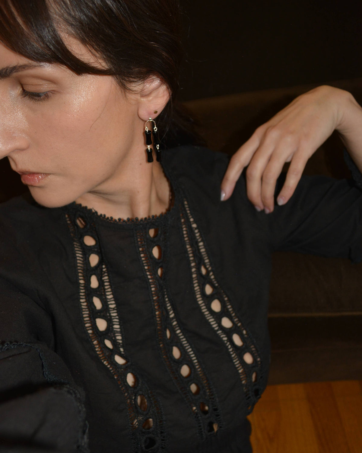 Onyx Bamboo Dangle Earrings