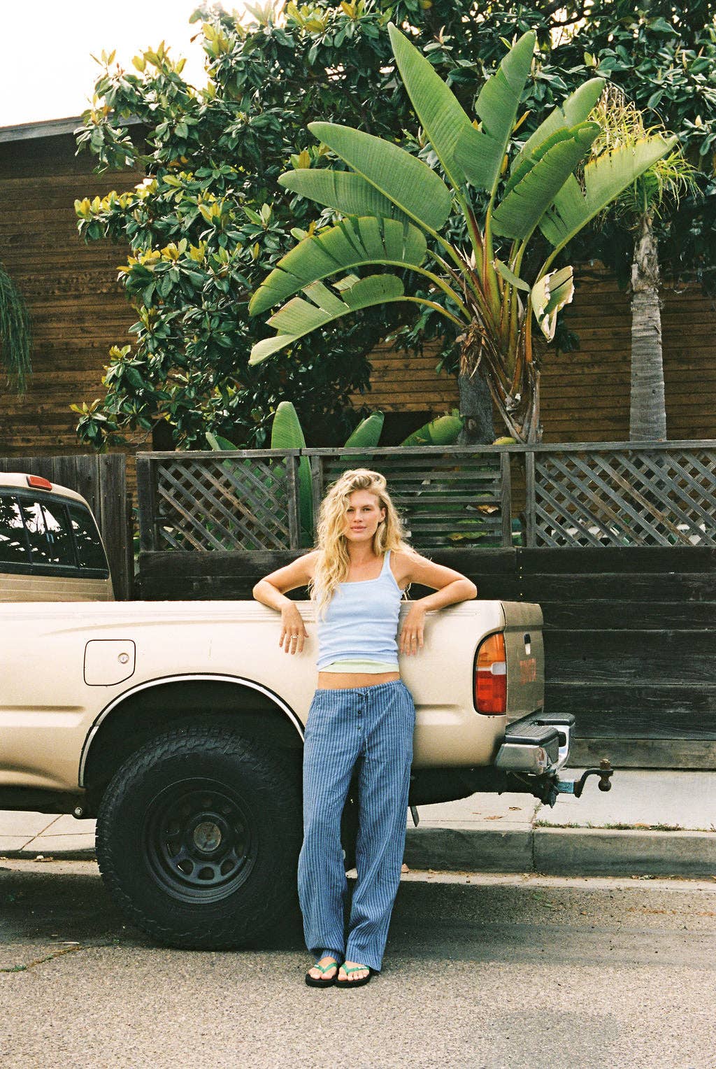 Laundered Stripe Linen Pant