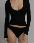 Recline V-Neck Long Sleeve