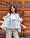 Silver Metallic Gathered Top