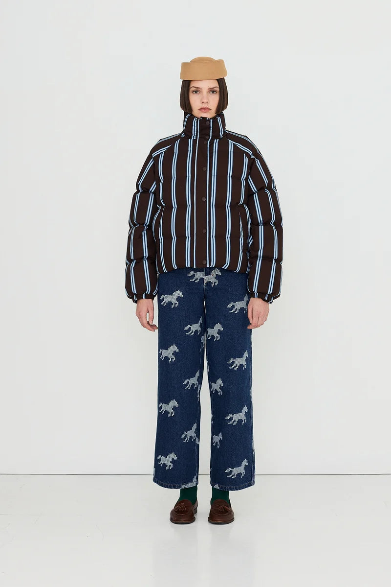 Striped Short Puffer Jacket