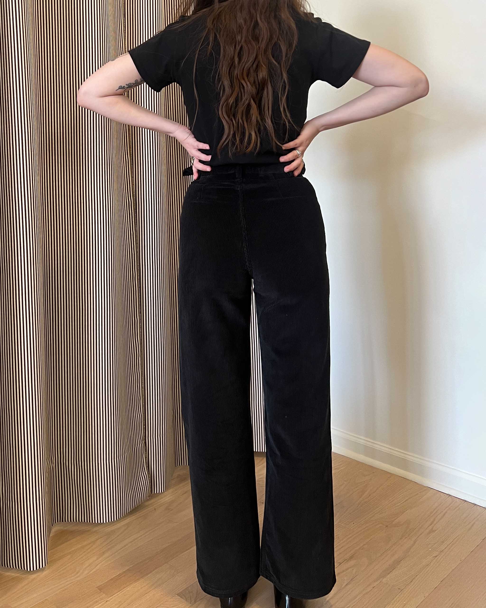 Navalo Pants in Black Corduroy by Baserange | The Sunday Standard