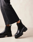 Berenice Black Leather Ankle Boot