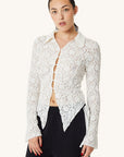 Leiseu Stretch Lace Button Up