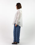 Floral Chambray Ruffle Pants