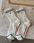 Embroidered Cotton Boyfriend Socks