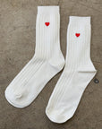 Embroidered Cotton Ribbed Her Socks