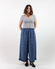 Floral Chambray Ruffle Pants