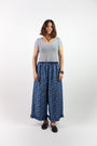 Floral Chambray Ruffle Pants