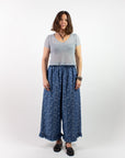 Floral Chambray Ruffle Pants