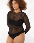 Ribbed Mesh Long Sleeve