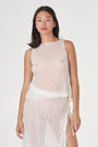 Pleated Lurex Boat Neck Tank