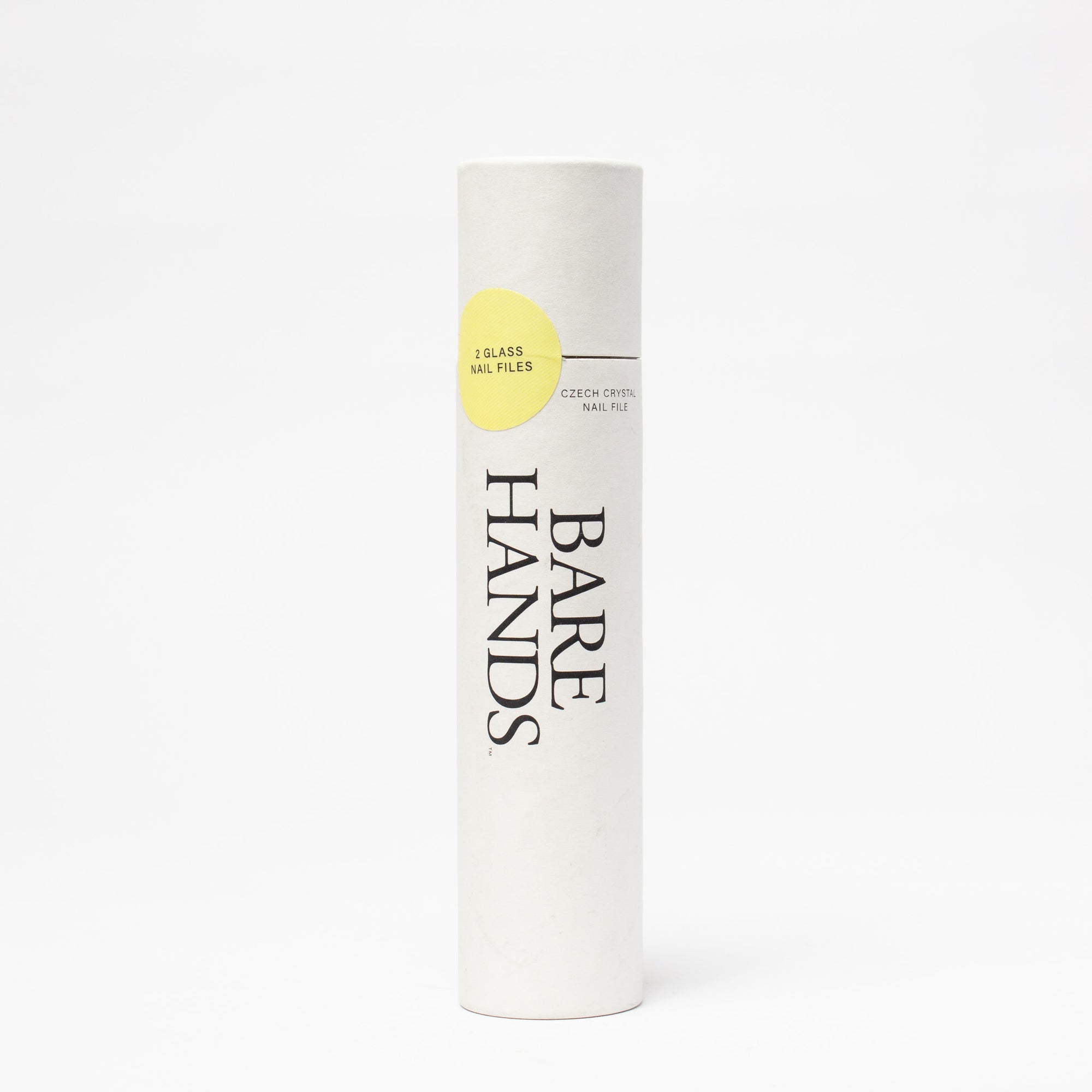 White cylindrical container with 'Bare Hands' branding on a white background