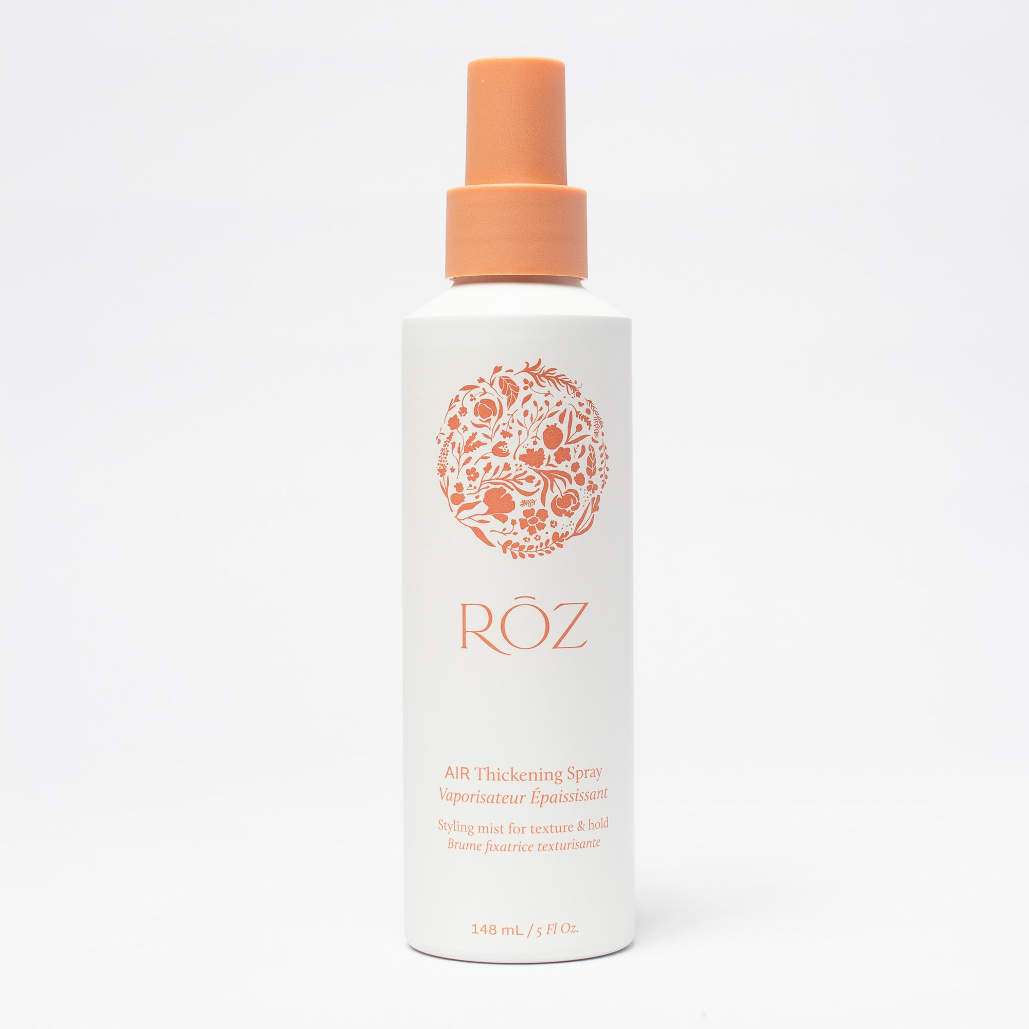 Röz air thickening spray bottle on a white background