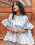 Silver Metallic Gathered Top