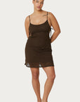 Crepe Mesh Mini Dress