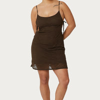 Crepe Mesh Mini Dress