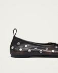 Rosalind All Studs Vintage Effect Brown Leather Ballet Flats