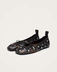 Rosalind All Studs Vintage Effect Brown Leather Ballet Flats